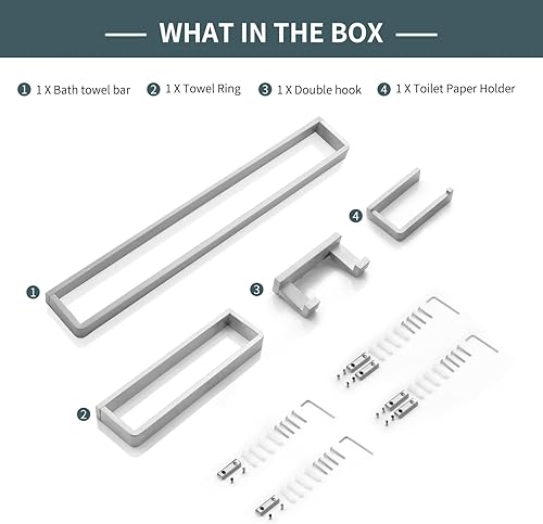 Miniatura 7 de YACVCL Juego de 4 piezas de accesorios de baño de níquel cepillado, juego de toalleros de baño de acero inoxidable de primera calidad, toalleros