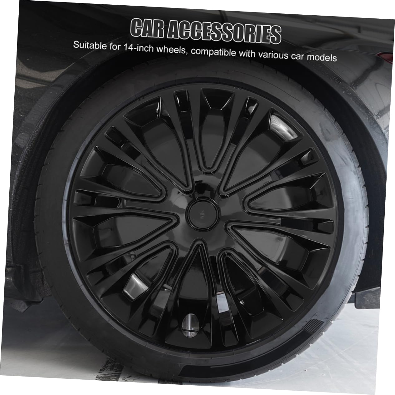 Dekorative Radnabenkappe 13 Zoll aus PP für Auto Radabdeckung Schwarz
