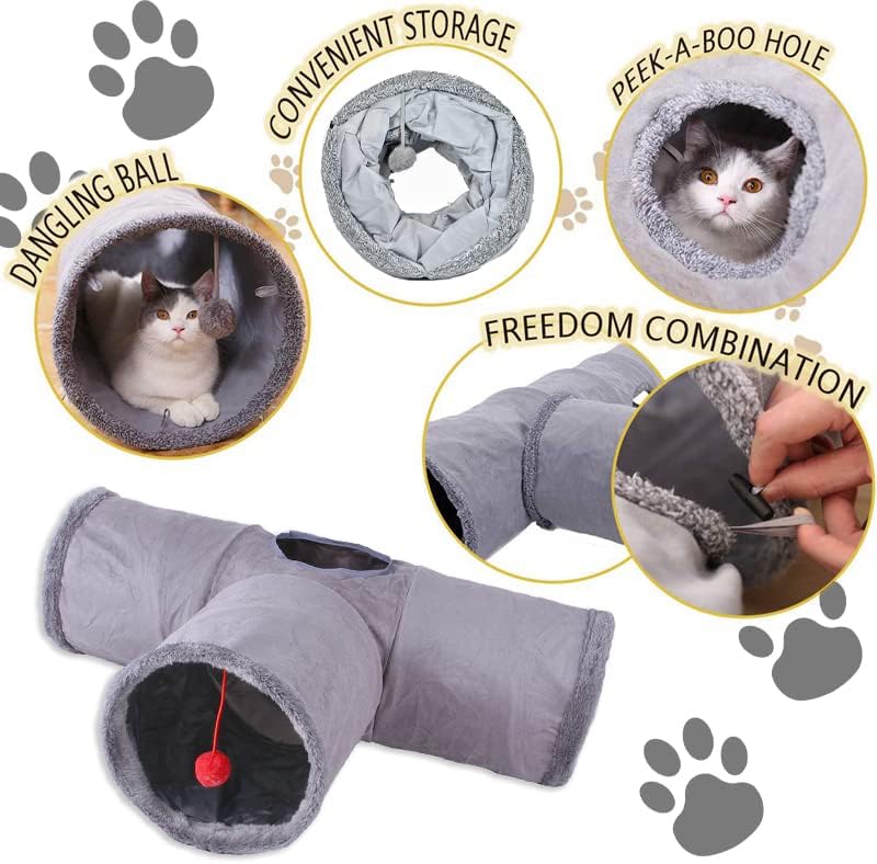 Foldable Cat Tunnel Cat Toy with Ball Play Tunnel Crinkle Rustling