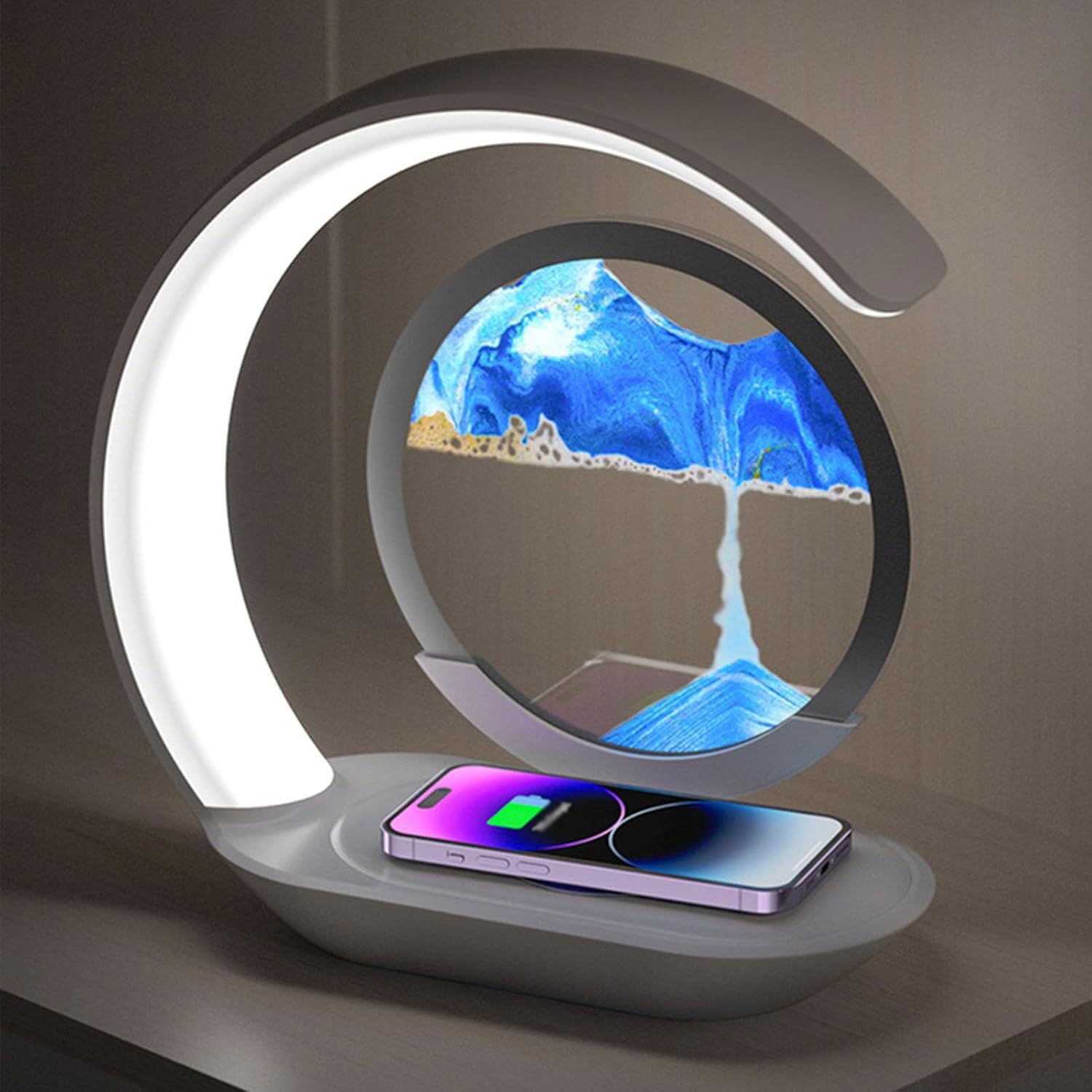 xitoio Evadore Lumaflow 3 in 1 Sandscape Wireless Charger, 3D Moving Sand Picture Lamp with 2 Modes & 3 Brightness, Art Decor Fast Charging Station for Home Office (Blue)