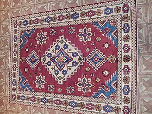 Kazak Wool Pile Carpet Handmade Area Rug 5X7 4' 11'' X 6' 6'' #TOP2