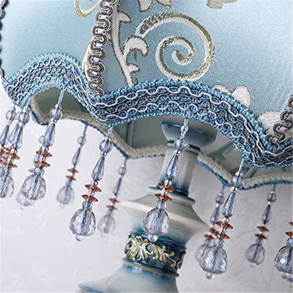 Tiffany European Style Classical Table Lamp,Retro Fabric Bedside Lamp Princess Style Creative Spherical Resin Lamp Body Desk Lamp