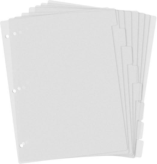 3Ring Binder Plastic Divider Set, 8Tab Sturdy Plastic
