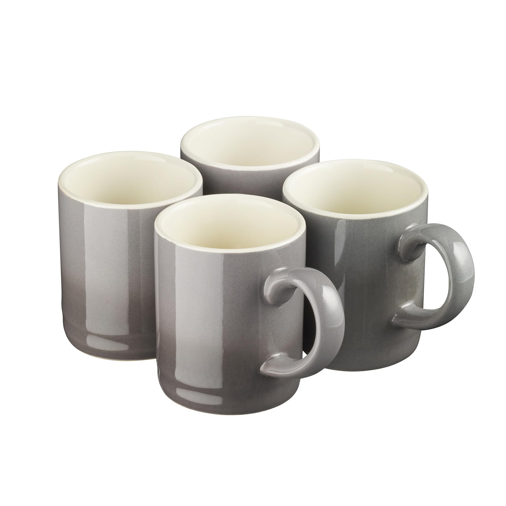 Cooks Professional 4 Piece Espresso Coffee Cup Set | Dishwasher & Microwave Safe Durable Stoneware Stylish Colourful Graduated Design Mini Drinking Mugs | 100ml Capacity | Grey