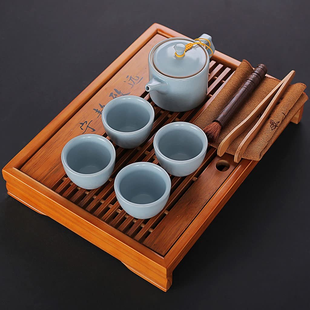 DFGHNBVC Chinese Ceramic Kung Fu Tea Set With Tea Tray And Small Tea Tools, Tea Service,Only Water Storage, No Automatic Drainage
