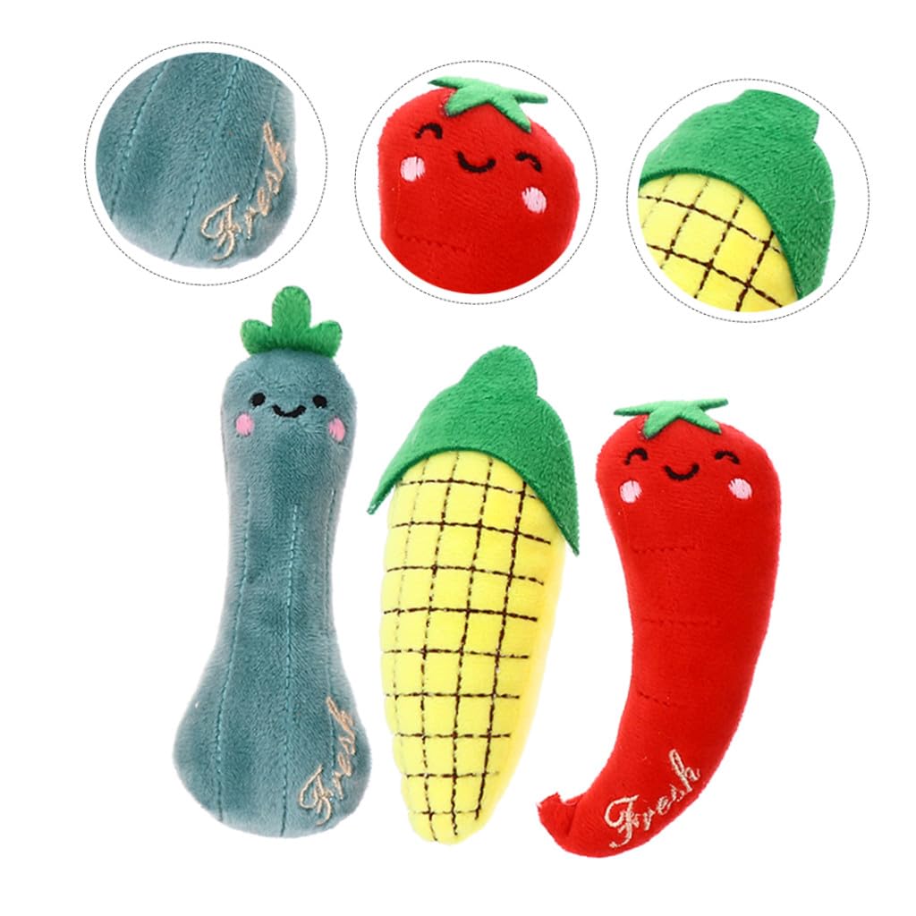 FRCOLOR Jouets pour Chat Intérieur Peluche 3pcs Herbe à Chat Jouet Masticable Adorable de Maïs Solide et Polyvalent pour Chatons