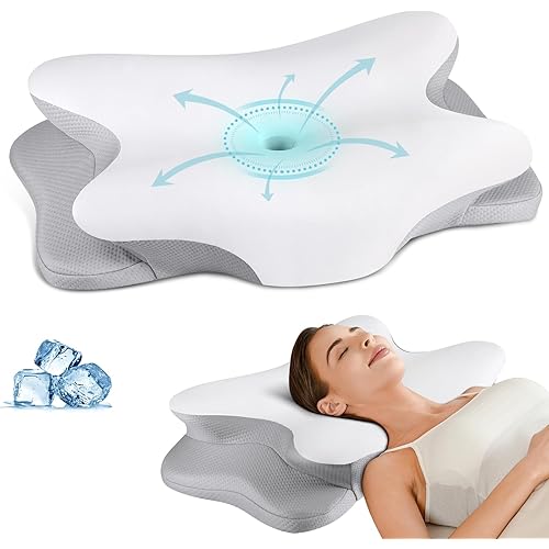 Cervical Neck Pillow for Pain Relief - Ergonomic Side Sleeper Pillow for Neck Support, Cooling Memory Foam Pillows for Sleeping, Contour Pillow Orthopedic Bed Pillow for Back Stomach Sleepers