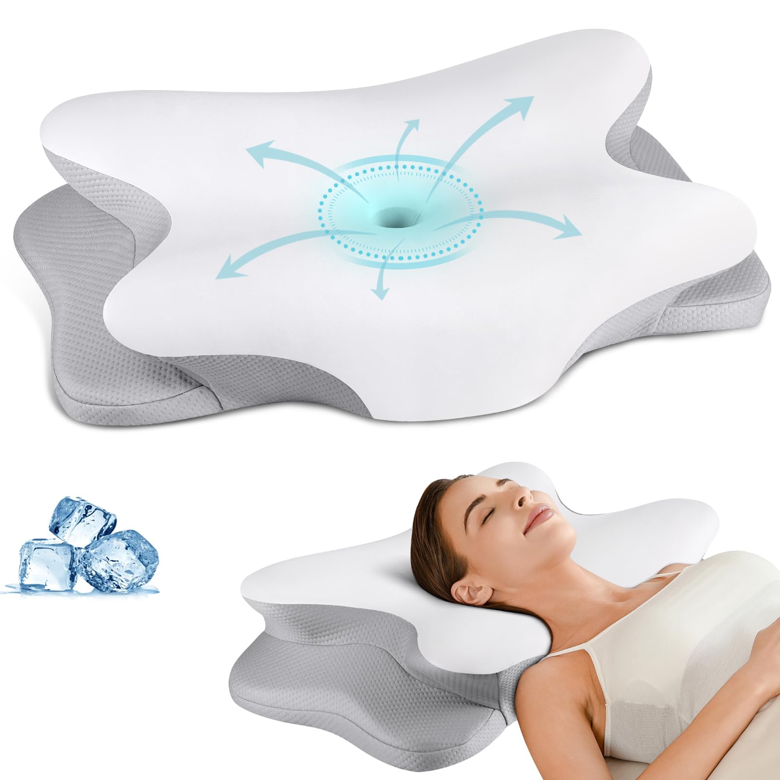 Cervical Neck Pillow for Pain Relief - Ergonomic Side Sleeper