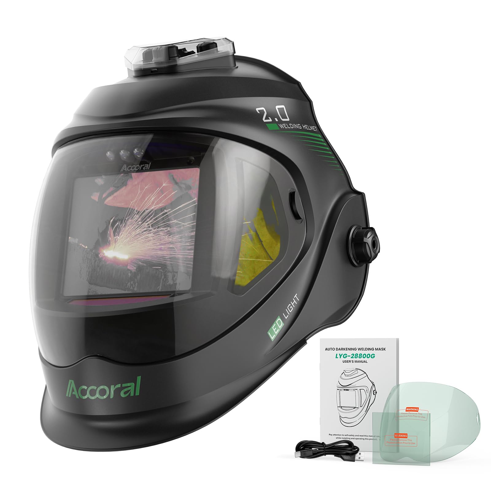 Amazon.com: Accoral Panoramic View Auto Darkening Welding Helmet