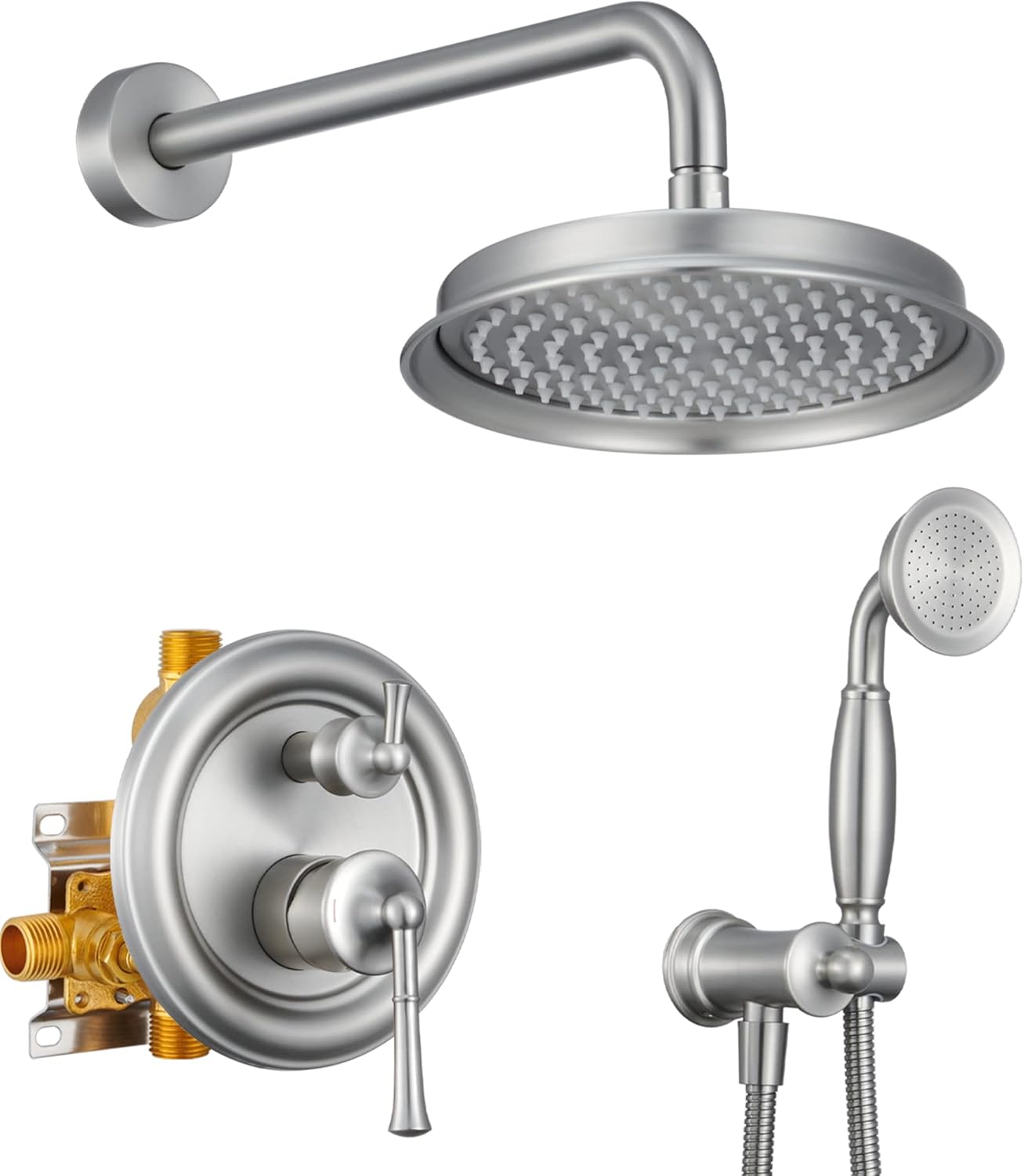 Hangoro Shower System Trim Kit, Brush Nickel 2in1 Function Showering