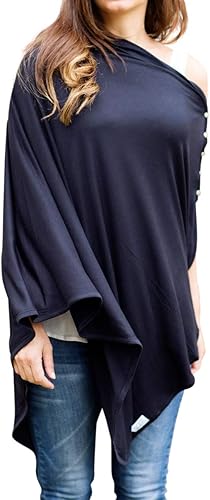 Miniatura 11 de Byrd & Blume Cubierta de lactancia de maternidad, transpirable, ligera, cubierta de lactancia materna, chal bufanda, poncho completo 360 Gris