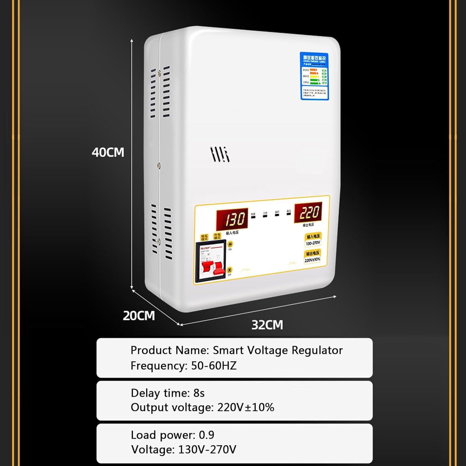 Stabilisateur de Tension Automatique 6800 VA/15 000 VA Régulateur de Tension Variable AC Unique Mural ou posé à Plat 220 V pour stabilisateur d'alimentation Domestique,15000VA