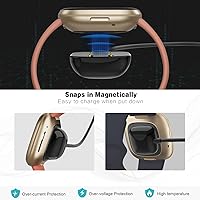Vista 3 de Trami Paquete de 2 cargadores compatibles con Fitbit Sense & Versa 3, cable de carga USB de repuesto para reloj Versa 3/Versa 4/Sense/Sense 2, 3.3