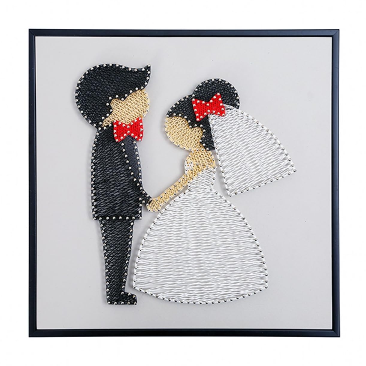 ZHONGJIUYUAN String Art Kit, DIY Bastelset für Erwachsene, für Anfänger bis Fortgeschrittene, Basteln Sie ein handgefertigtes Geschenk – Happy Weding, 30 x 30 cm