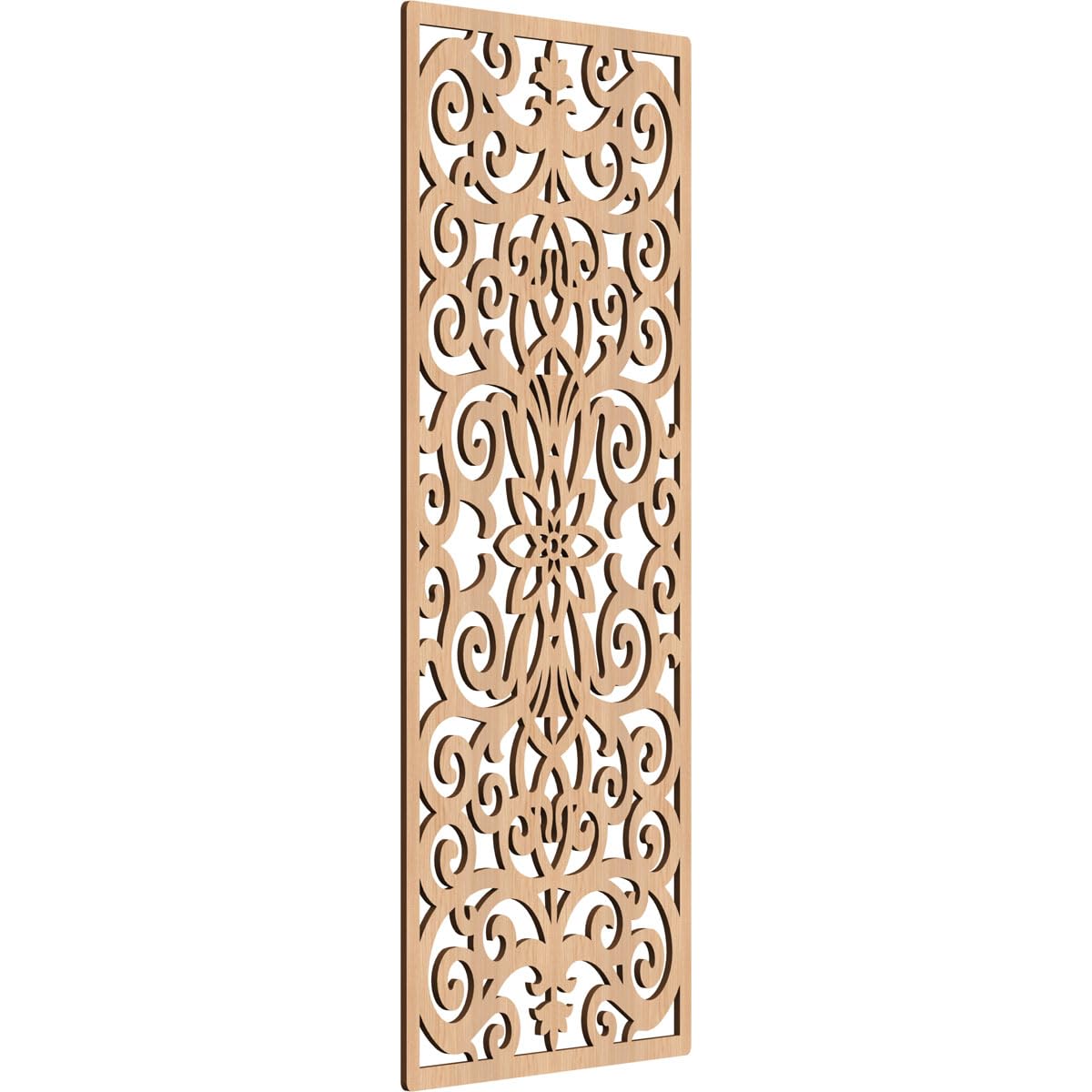 25 3/8"W x 64 3/8"H x 3/8"T Buel Decorative Fretwork Wood Wall Panels, Hickory