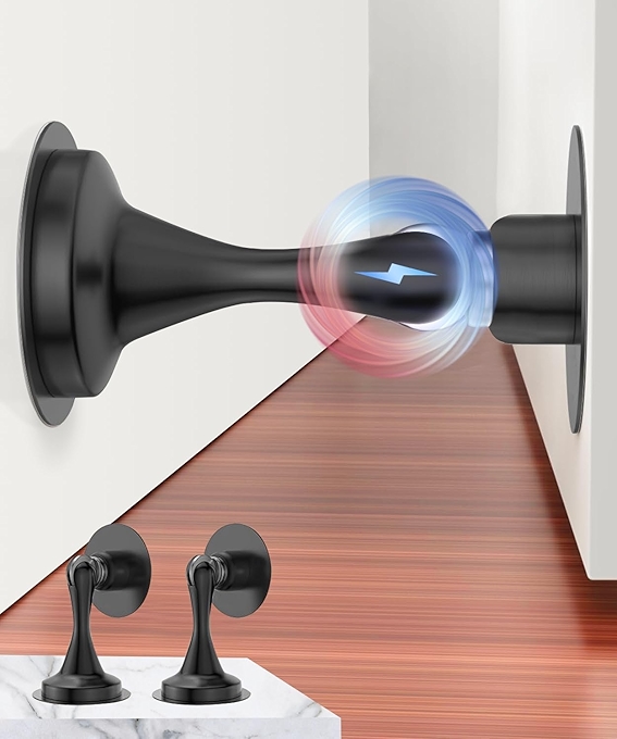 磁性门挡二件套 门防撞安全保护器 无需打孔粘贴门止挡（黑色）