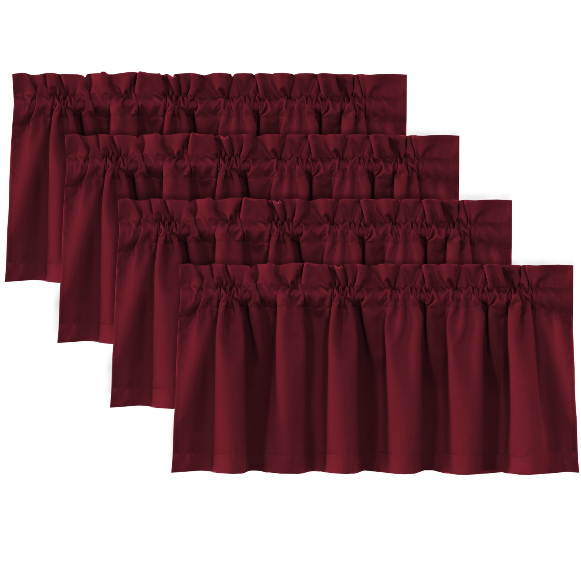 H.VERSAILTEX 100% Blackout Valances for Windows,Thermal Insulated Bedroom Valance, Solid Small Window Valance for Bathroom Laundry Basement, 4 Pack,