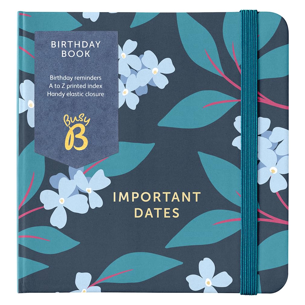 Busy B Birthday Log Book - Charcoal Floral - Compact Birthday Reminders