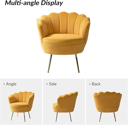 Miniatura 129 de HULALA HOME Moderno sofá biplaza de terciopelo con respaldo en forma de flor, cómodo sofá tapizado de 2 plazas con patas de metal dorado, sofá