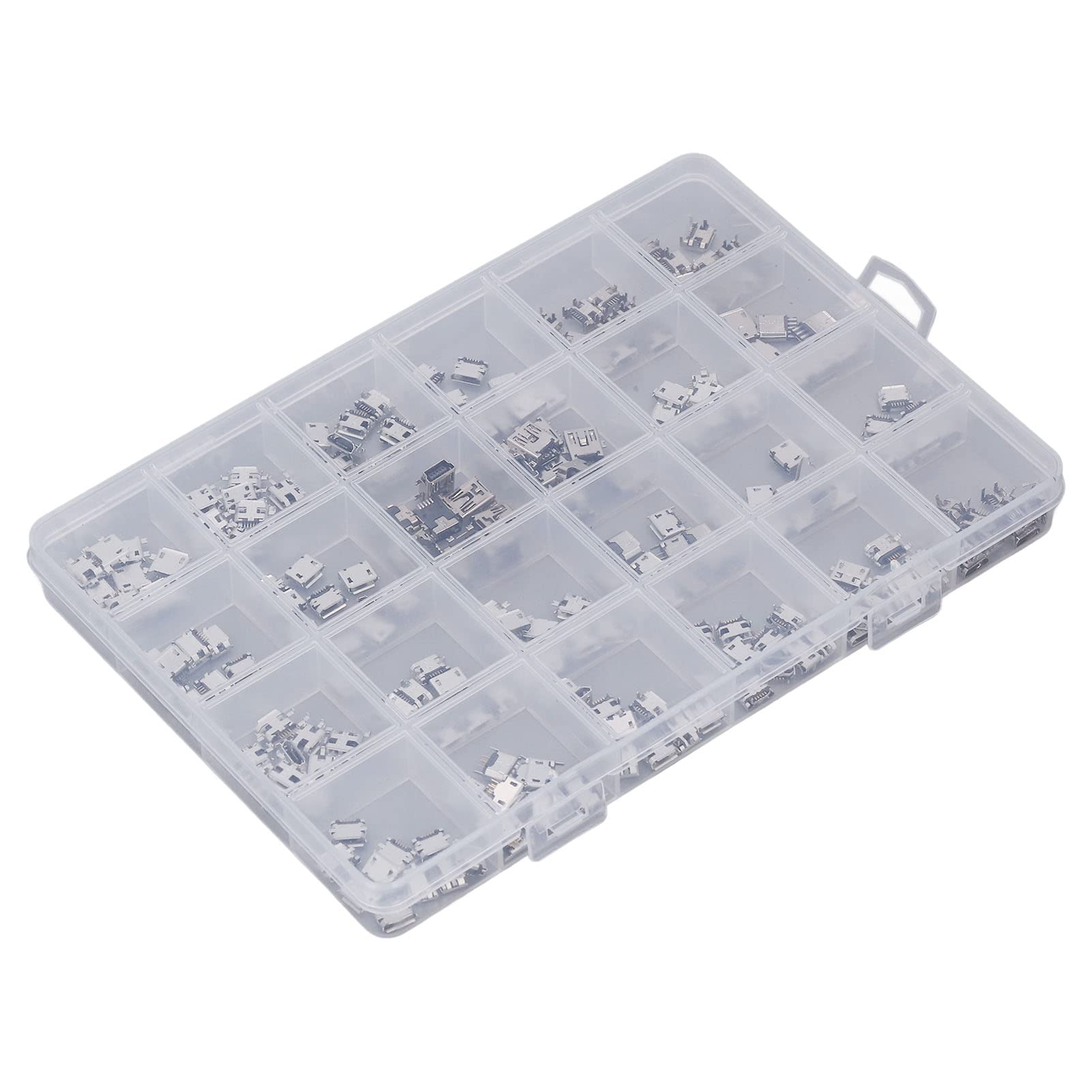 Caja De 24 Modelos De Conectores Micro USB, Juego De Conectores Micro Usb Multiespecificaciones Pin De Carga Hembra Smt 240 Unids Caja