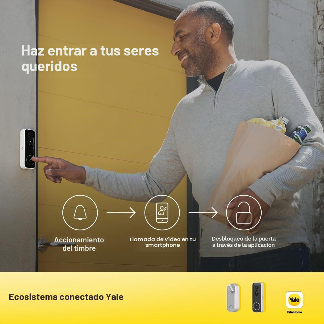 Yale Video Timbre Inteligente SV-VDB-1A-V1 |Full HD | Audio bidireccional | Grabación por Movimiento | Zonas Personalizables y programación | Visión Nocturna | Llamadas en Tiempo Real Home App