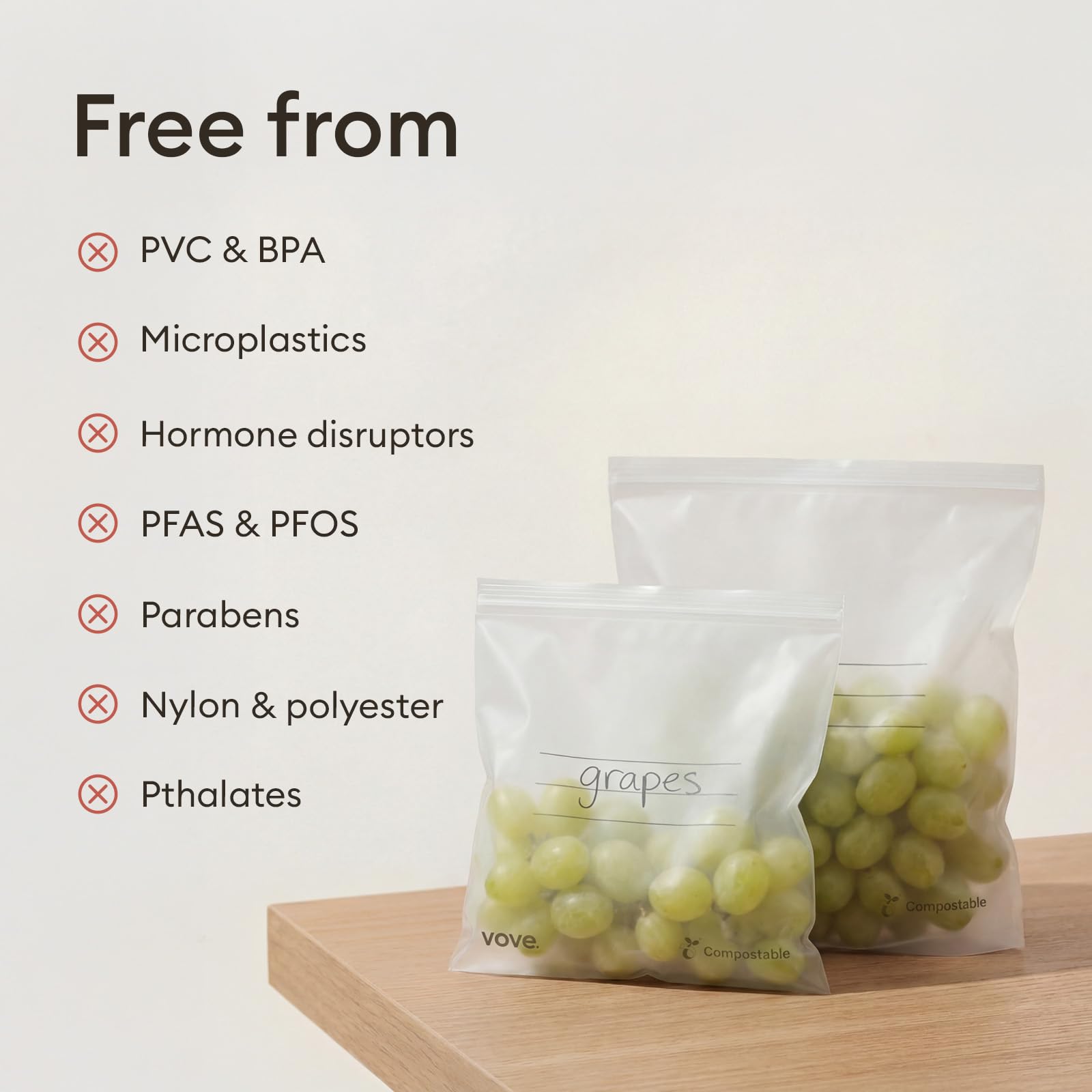 Compostable Zip Lock Bags - Eco-Friendly Produce Storage -8 Compostable Zip Lock Bags - Eco-Friendly Produce Storage -8