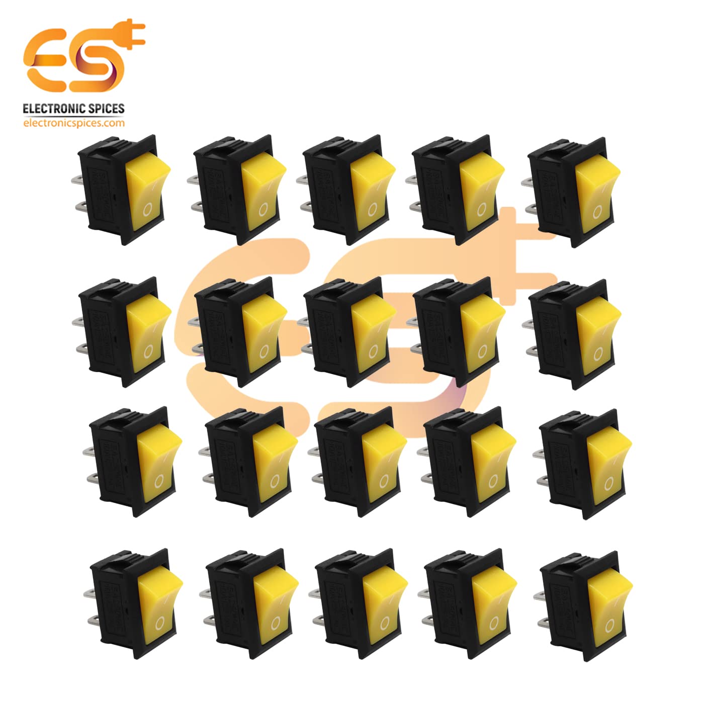 Electronic Spices KCD1-101 6a 250v Ac 2 Pin Spst Yellow Color Mini