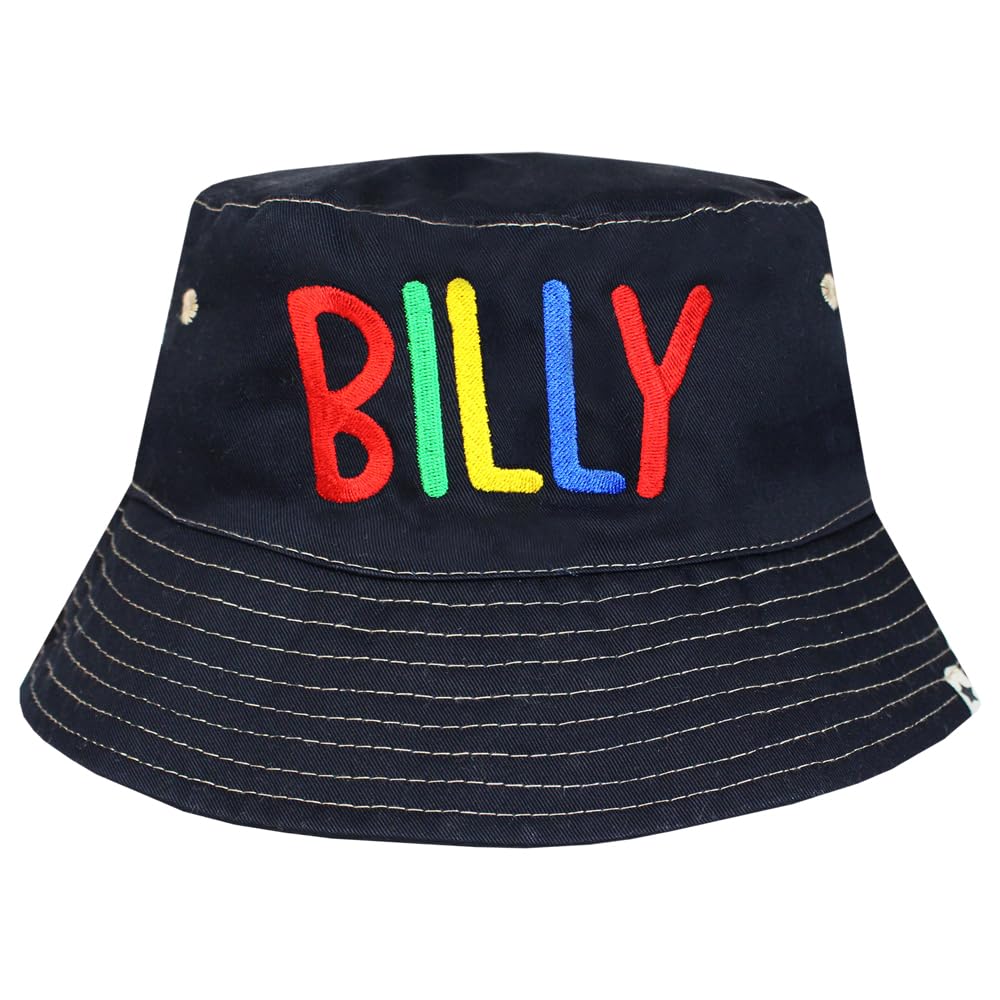 Teddyt's Navy Personalised Children's Colourful Name Bucket Style Sun Hat (Dark ) (As8, Age, 7_Years, 10_Years)