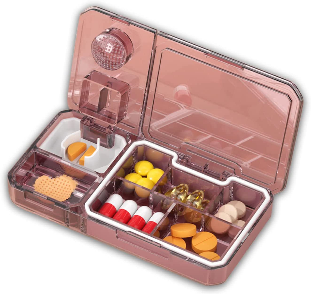 House of Quirk Pill Cutter, Pill Crusher, Pill Splitter, 3 in 1 Multi-Functional Pill Cutter, Portable Travel Small Pill Box Case Holder, Purse Medicine Container for Cutting Vitamins Tablets (Pink)-image-16
