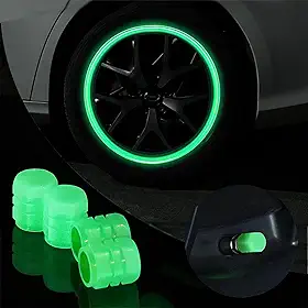 Tampas fluorescentes universais para válvula de pneu de carro 4 peças (8 peças)