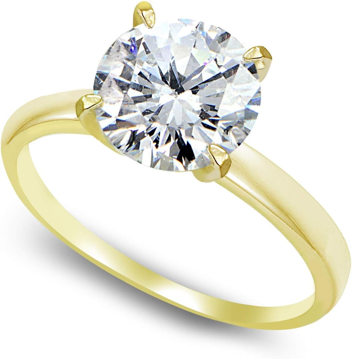 B. BRILLIANT Sterling Silver 3ct Round-Cut Solitaire Cubic Zirconia Engagement CZ Bridal Ring