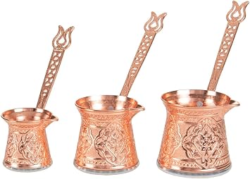 Traditional Turkish Coffee Coffee Pot Set, 3 Size Coffee Pot, Large Medium Small Classical Copper