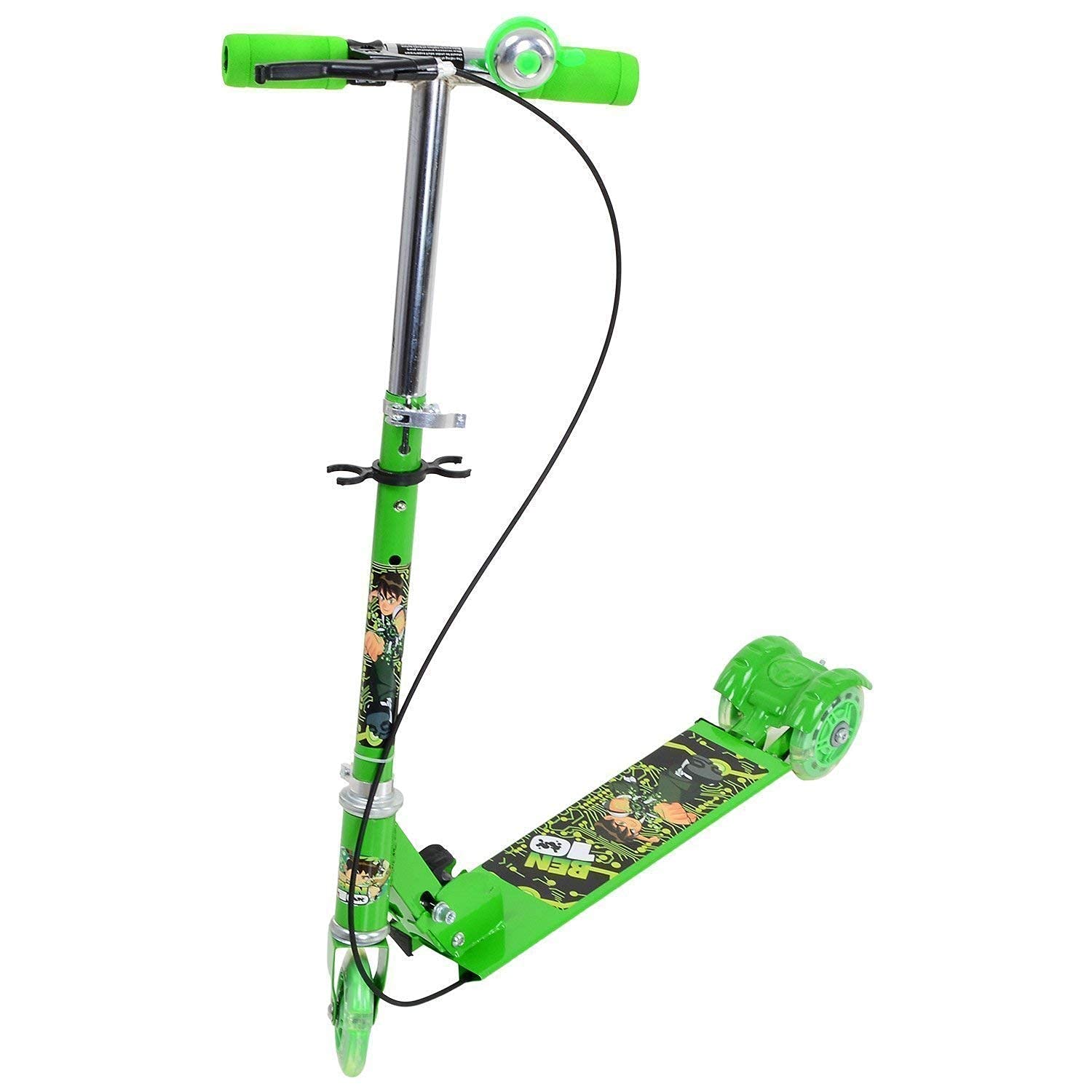 Sevriza Kids 3 Wheel Skate Scooter with Adjustable Height Foldable, LED PU Wheels & Brakes (Multi)
