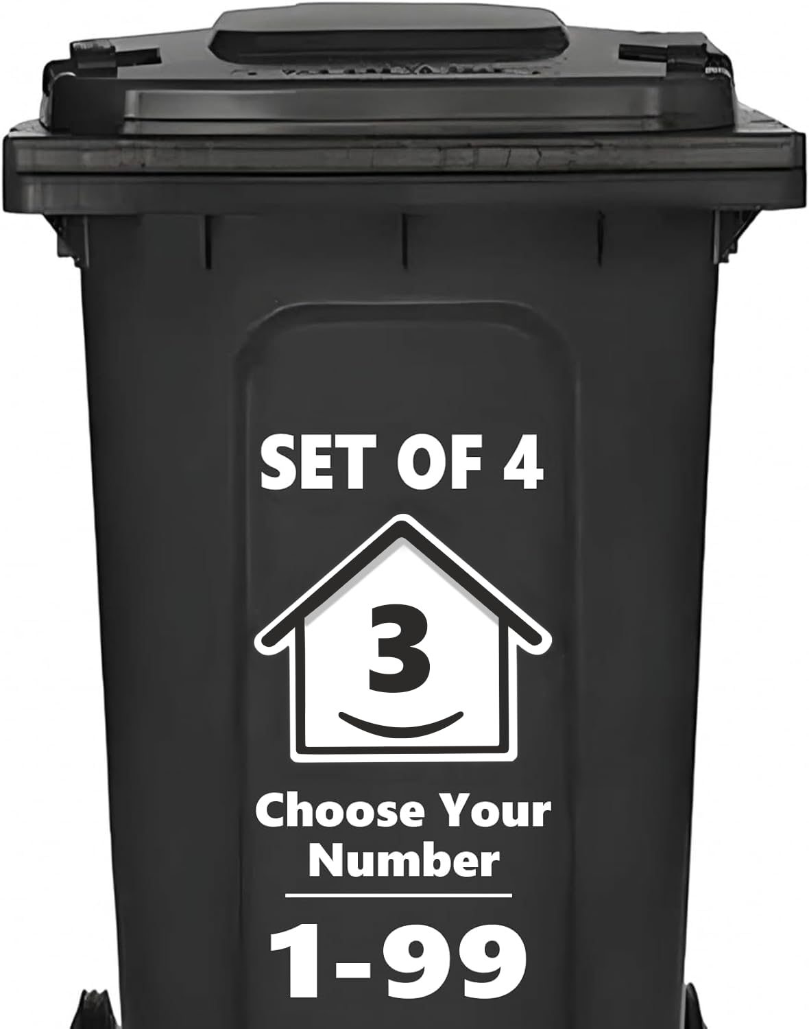 4 x Bin Numbers for Wheelie Bins, 1-99, 15cm ‘Happy House’ Design Dustbin Stickers, Easy Application Stick On Number Stickers - Weatherproof Self Adhesive Vinyl, Black (11) — view 45
