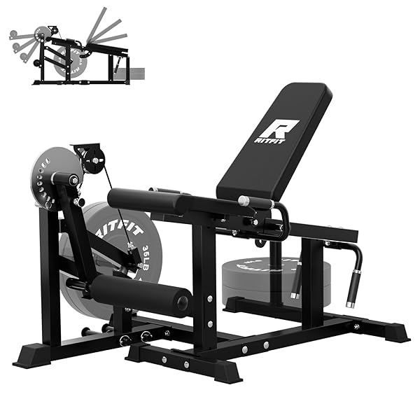 RITFIT Leg Extension and Curl Machine, 700LB Adjustable Leg Curl Machine, Seated Leg Extension and Lying Curl Machine for Home Gym, Leg Workout Equipment Compatible with 1'' and 2'' Plates