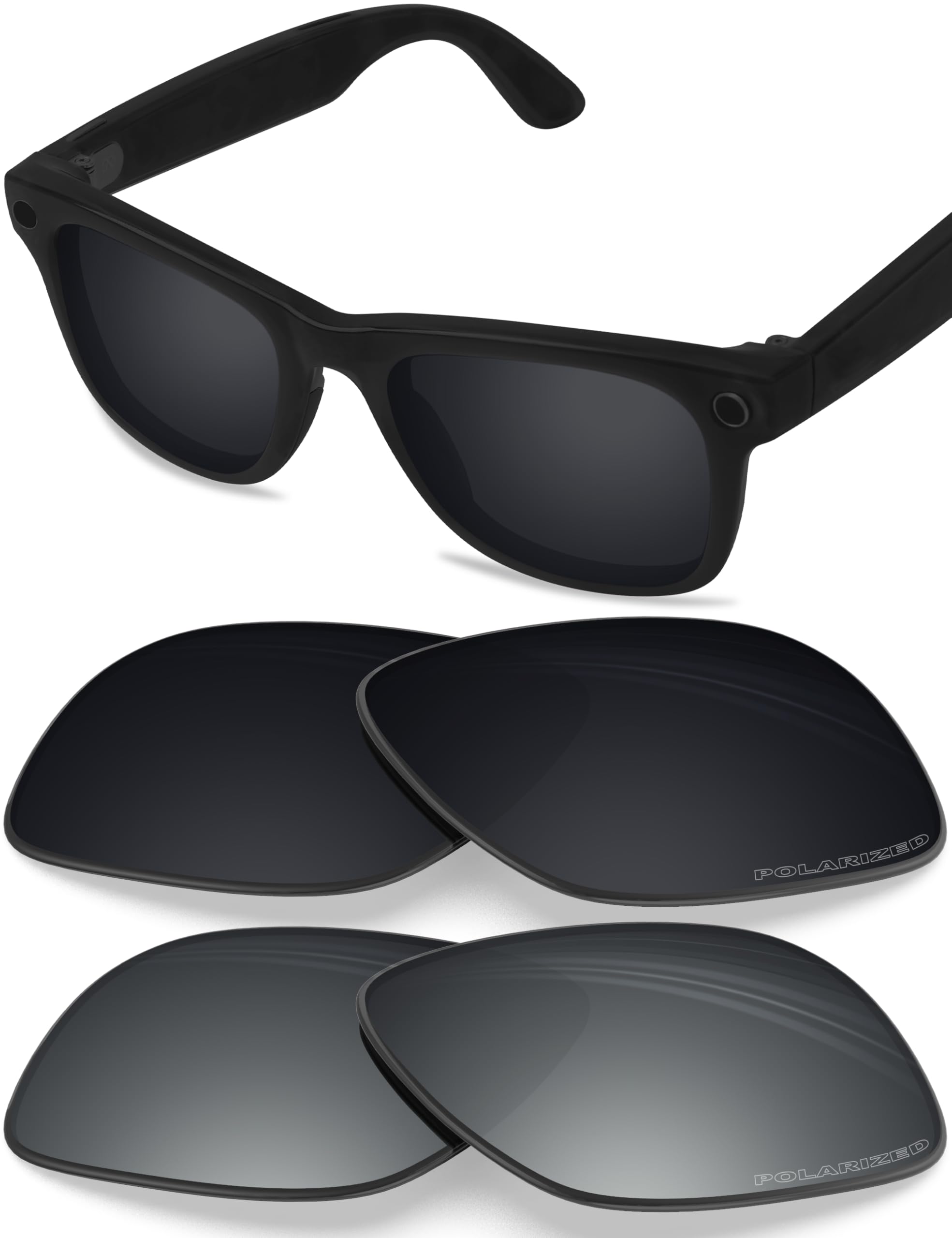 BLAZERBUCK Polarized Replacement Lenses Compatible with Ray-Ban Meta Wayfarer RW4006 | RW4012 (Gen 2) 50mm Sunglass - 2Pieces