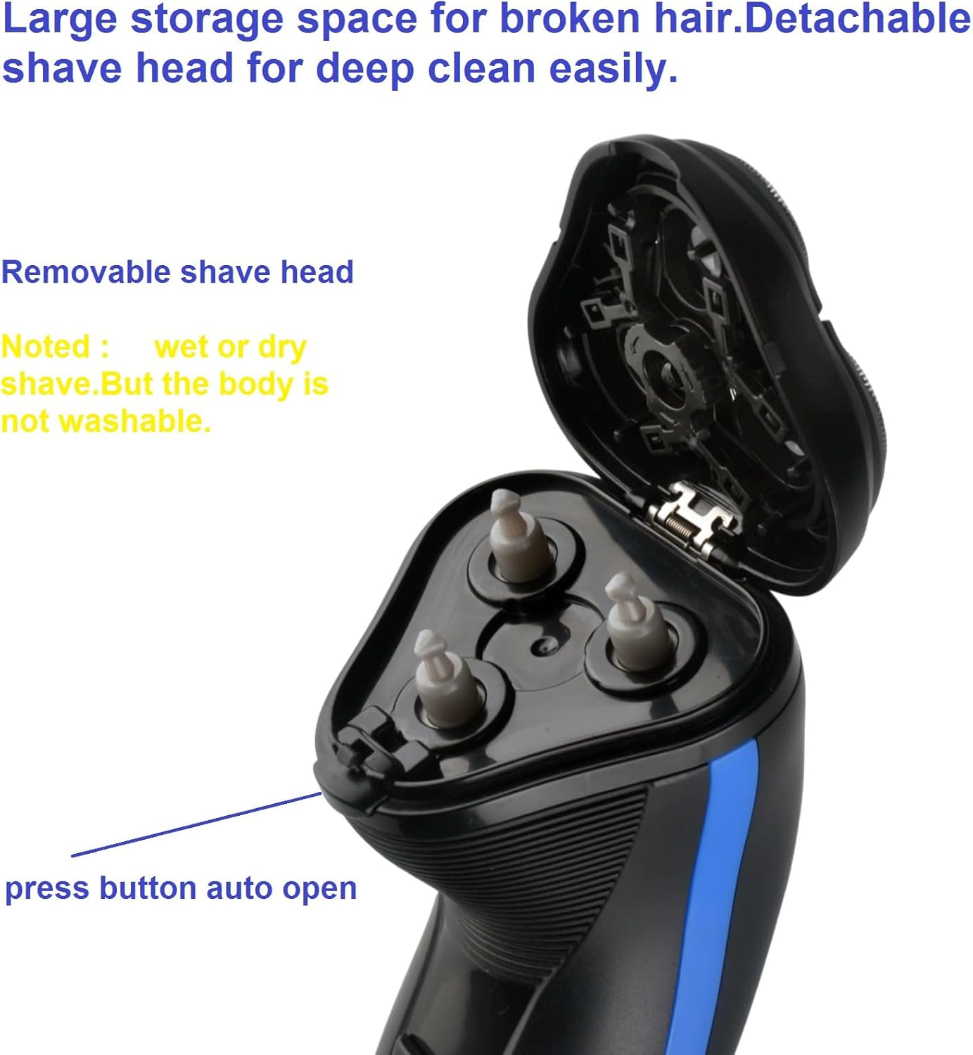 Corded Electric Razor for Men,Face and Bald Head Shaver,3D Rotary Close Shaving Machine.Plug in 10 000RPM Powerful Razor for Bold Heavy Hair,24w Stubble Beard Clipper with Pop-up Trimmer