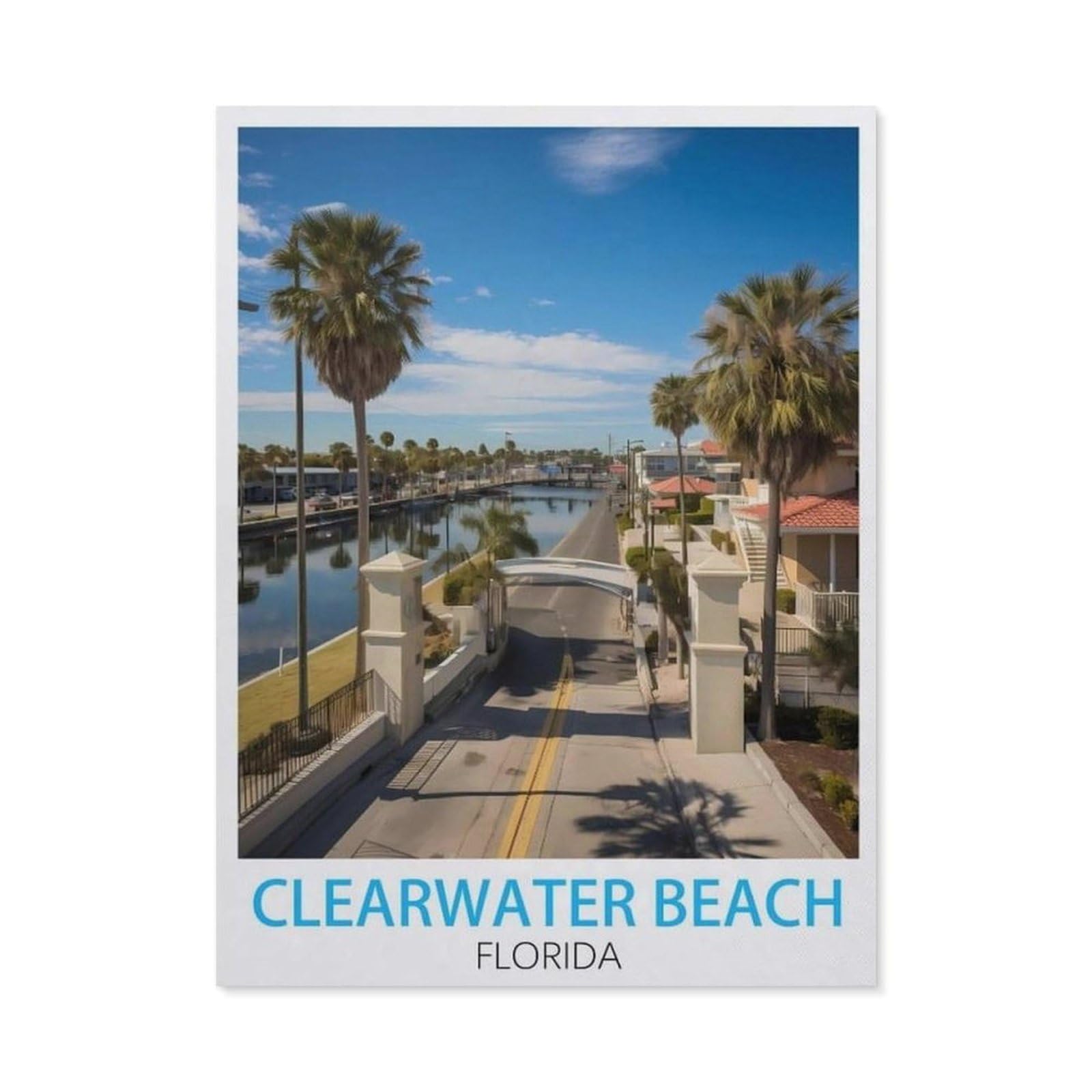BEAYODKP 5D DIY Diamond Painting，Clearwater Beach Florida Vintage Travel Poster，Art Living Room Wall Decoration Gift（40 x 50 cm/15.74 x 19.68 inches）-BX73