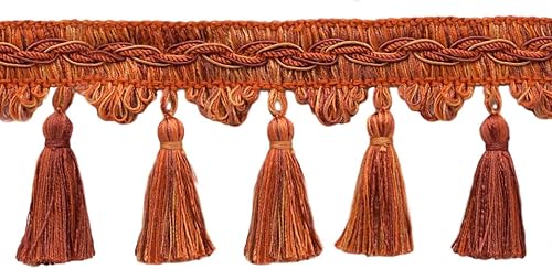 Miniatura 10 de DecoPro - Juego de flecos de borlas Veranda Collection de 3,5 pulgadas  Champaigne Gold, Cadet Blue, French Blue, Style# VTF035, color azul claro,