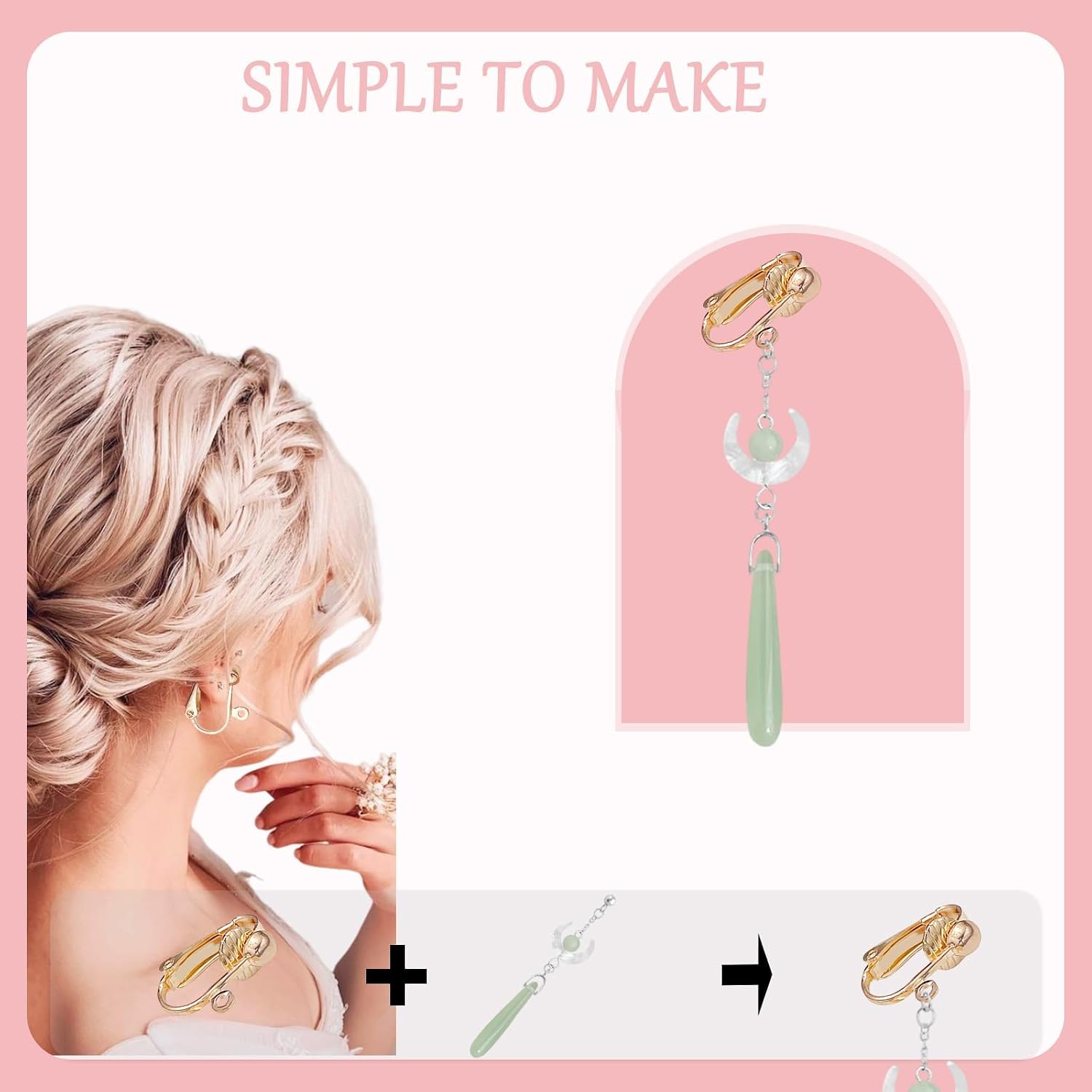 48 Pack Clip-on Earring Converter with Easy Open Loop for DIY Earring and Turn Any Studs or Pierced into Clip on (Gold and Rose Gold)