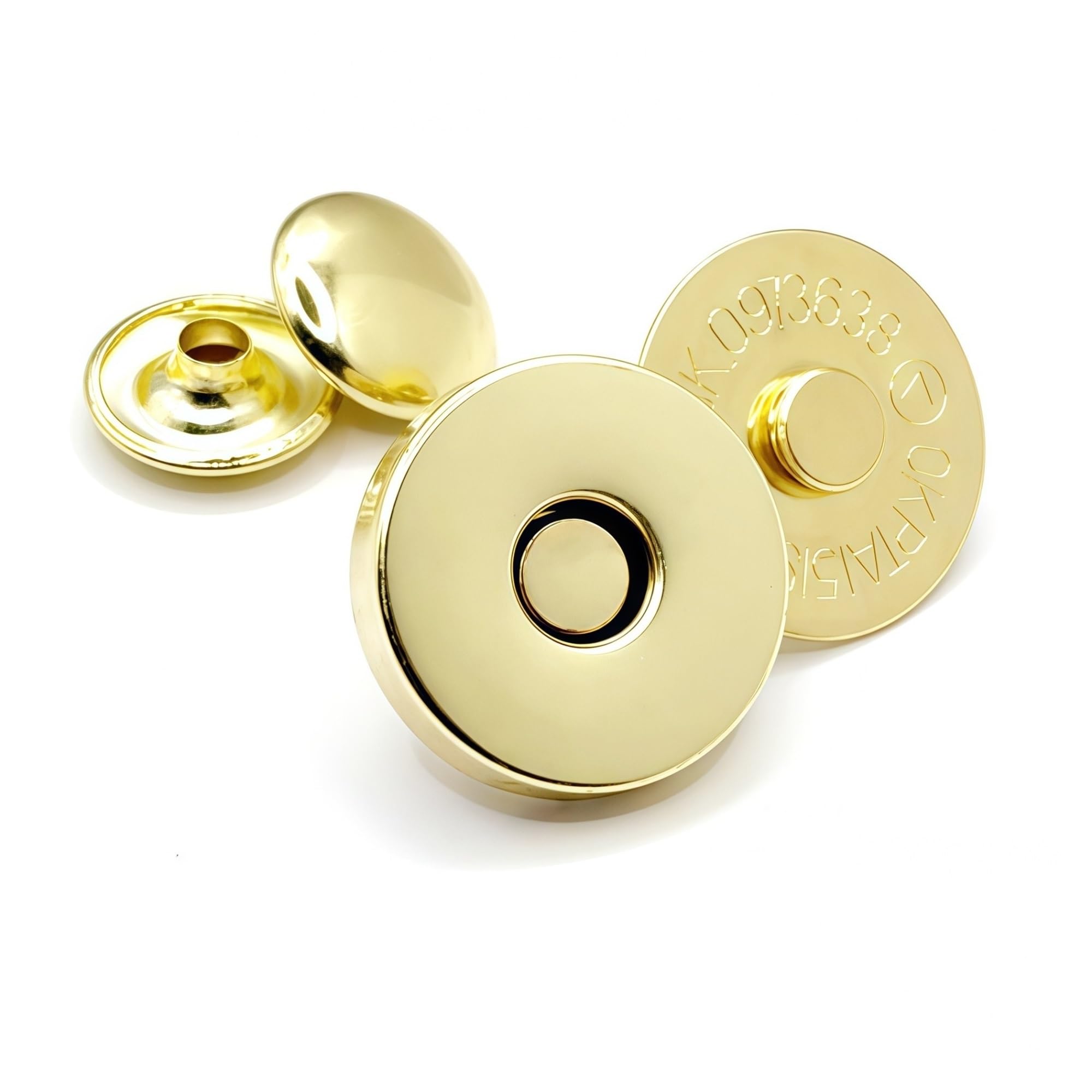 Magnetic Press Studs 10-100Sets RoYishi 14/18mm Diameter Round Magnetic Snap Sets, Strong Button Clasps Double-Sided Leather Snaps(Golden,10 Sets,14mm)