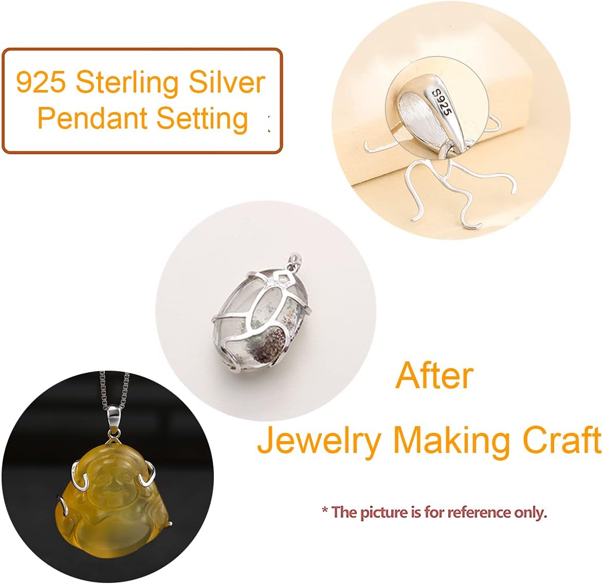 925 Sterling Silver 5 Claws Pendant Blank Claw Mounting Settings for Irregular Stones Handmade Necklace Jewelry for Women