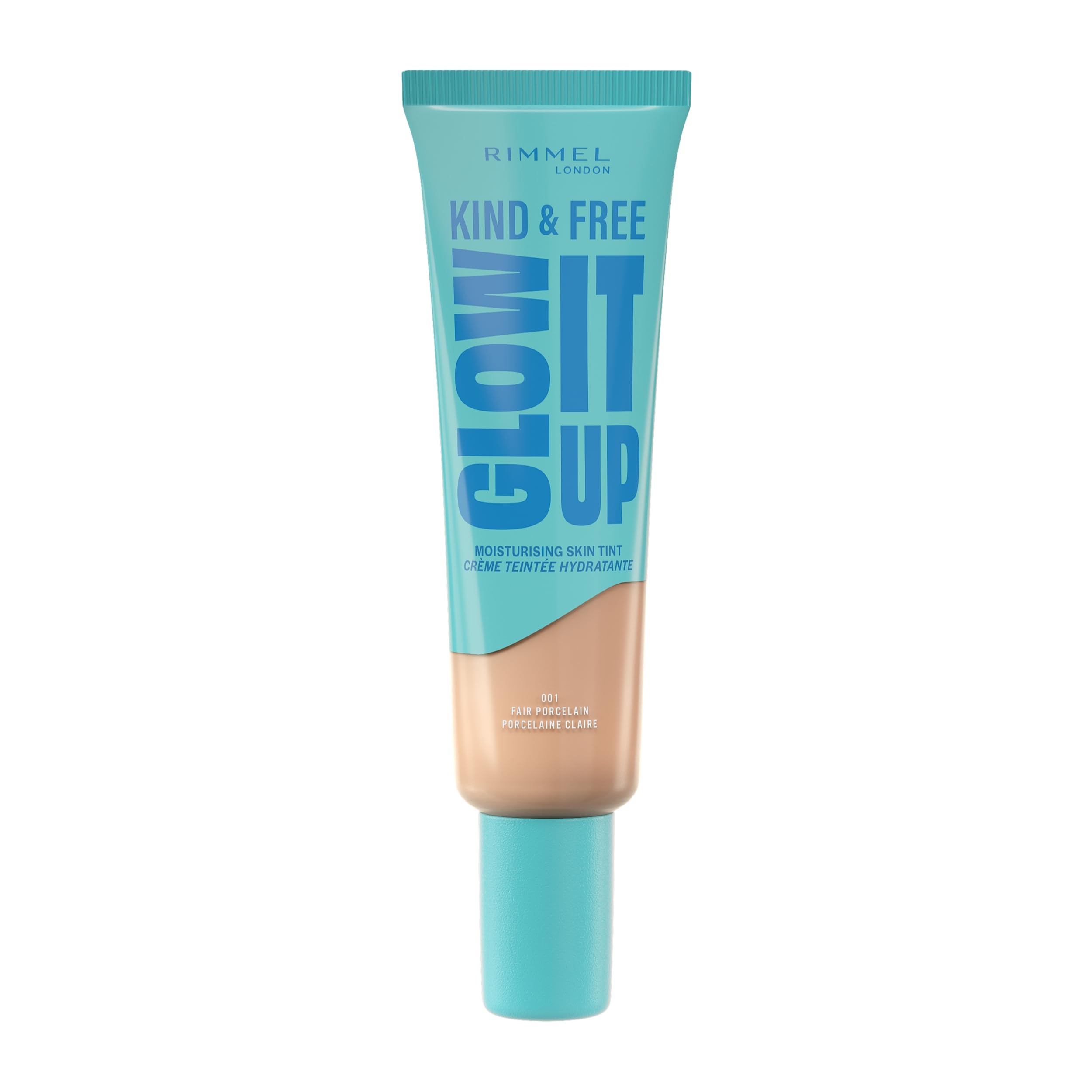 Rimmel Kind & Free, Glow It Up Moisturising Skin Tint, 001, Fair Porcelain, Healthy Glow, Blurs Imperfections