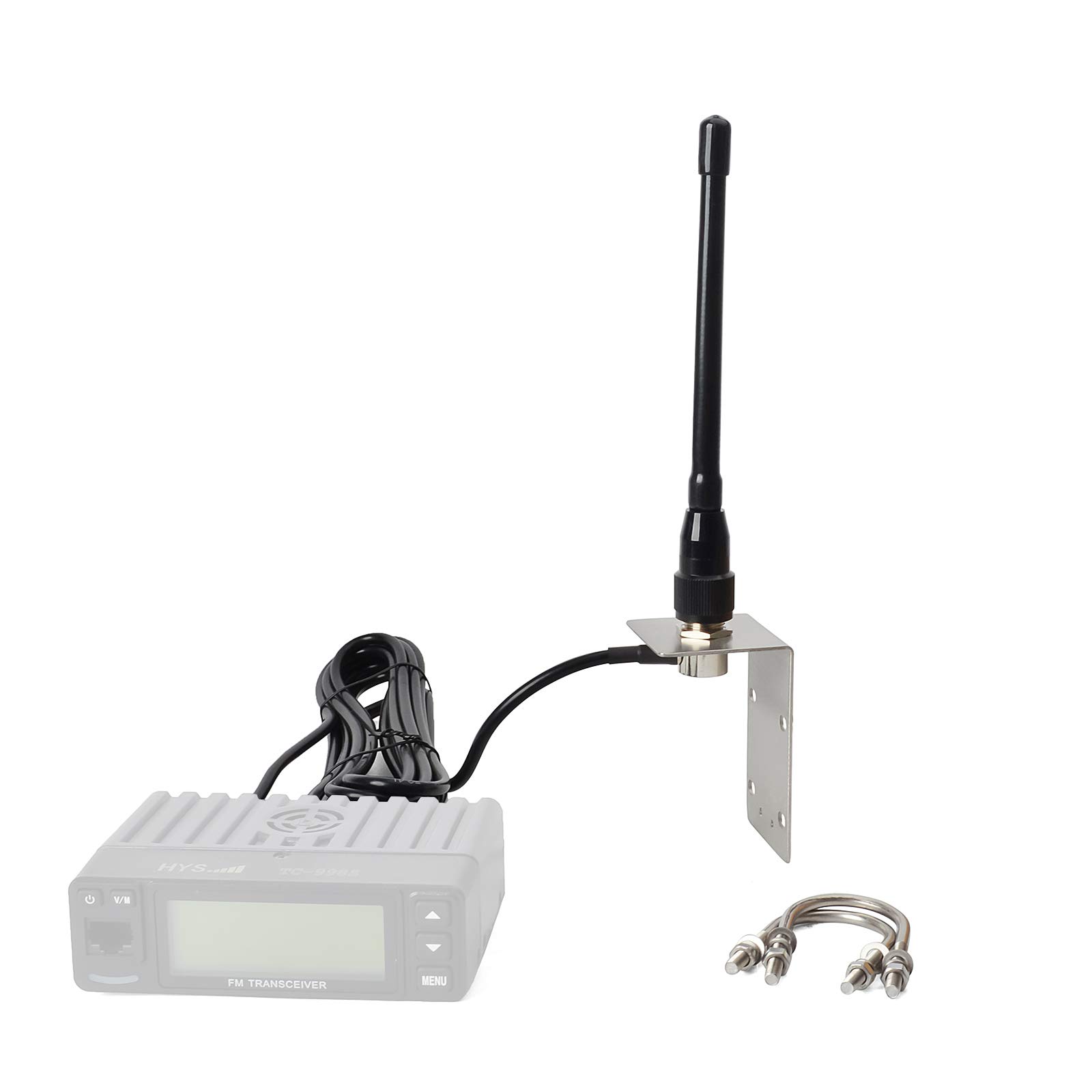 HYS Antena marina VHF de goma con soporte, cable RG58 de 5 m para radios marinas móviles VHF