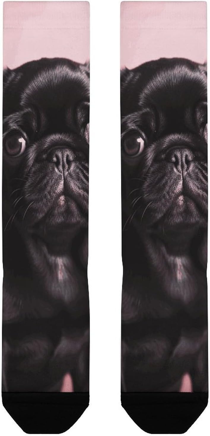 Knee High Socks Pug Dog Long Tube Boot Seamless Toe
