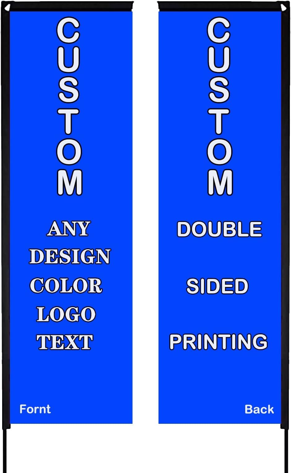 Custom Feather Flags, Personalized Double Sided Feather Flag Banner for Business Outside Advertising, Customized Your Own Logo Text Design (Rectangle Flag Only, 70x360cm/2.3x11.8ft)