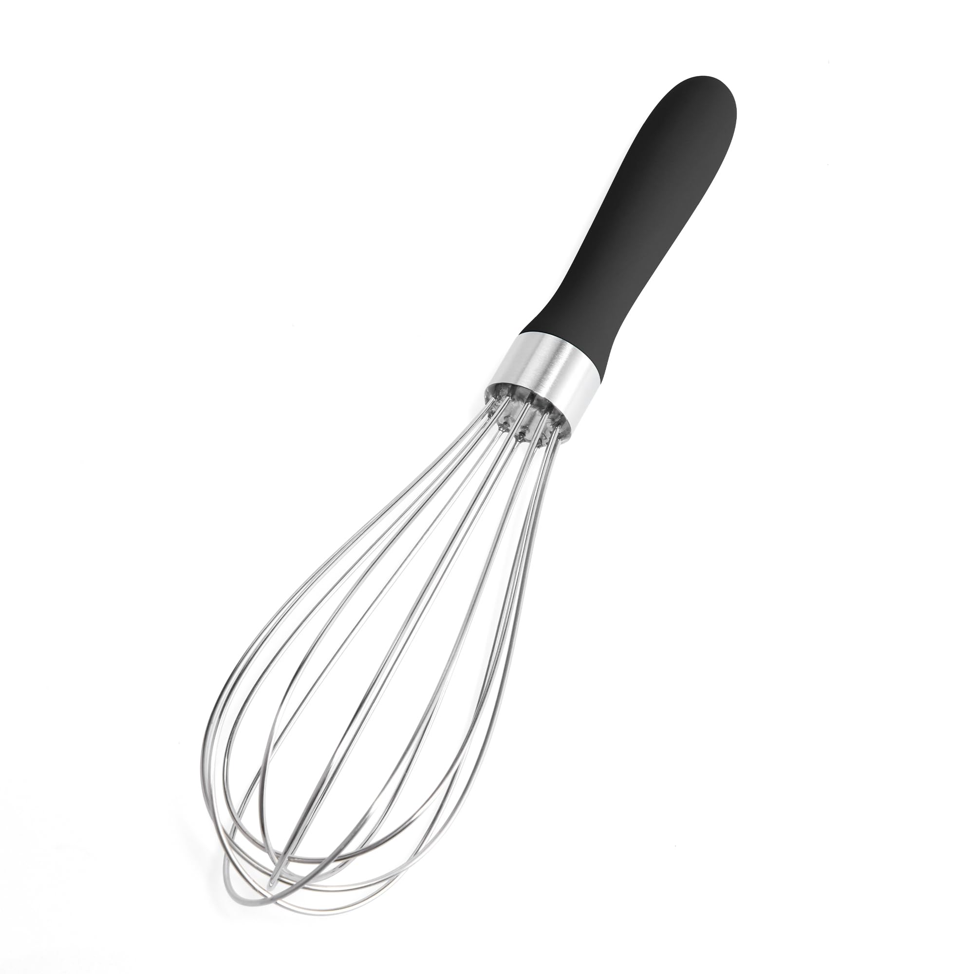 Doosu Hand Balloon Whisk, 18/8 Stainless Steel, Manual, 23cm/6 Wires, Black