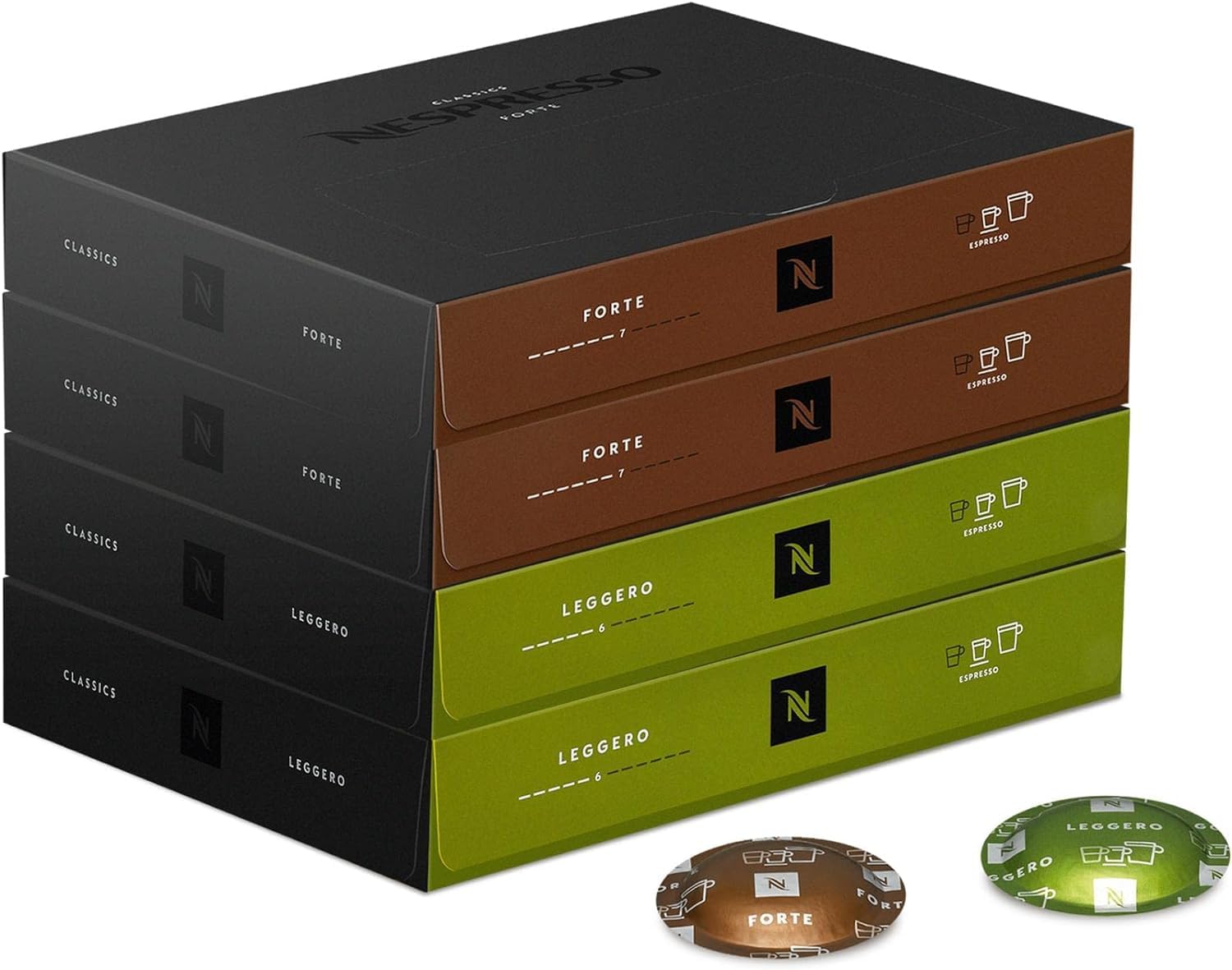 Nespresso Professionnel - Bundle 200 Capsules cafés - Classic ESPRESSO : 2 boîtes x50 Forte / 2 boîtes x50 Leggero - Adapté aux professionnels