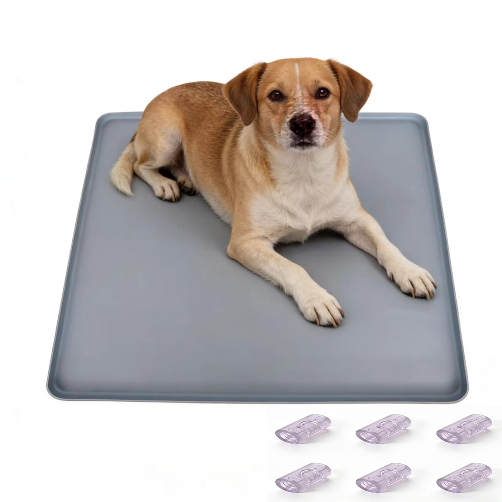 Tappetino lavabile per animali domestici per cani e cuccioli – Tappetino riutilizzabile in silicone per Puppy, tappetino multiuso per animali domestici con impermeabile e antiscivolo (grigio