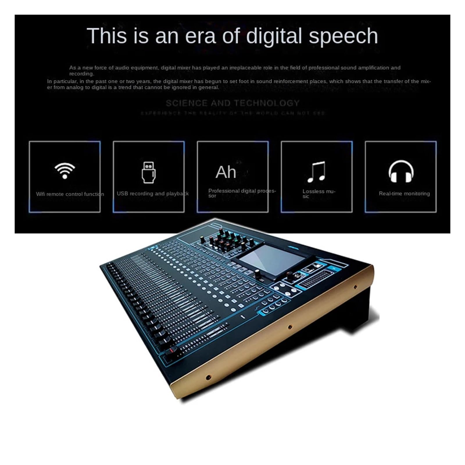 V32 Professioneller Digitalmixer 32-Kanal-Elektrofader Audio-Mischpult Sound Table Equalizer Effektor Bühnenperformance für Aufnahmestudio